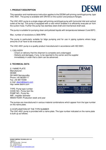 DESMI VAC-4001 – Drawing (291a0a44653b0594ca4f4efa16c3a32ff91153c4bf1335888a30e4e1efe0fe8d S. 3)