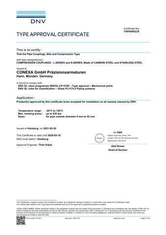 CONEXA GmbH Präzisionsarmaturen COMPRESSION COUPLINGS - L-SERIES and S-SERIES – Drawing (fe3a7ce86014_S1-1 S. 1)