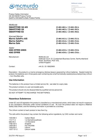McMurdo Marine SafePro AIS/Marine SafePro – Page preview (3306106694ea_S1-1 S. 1)