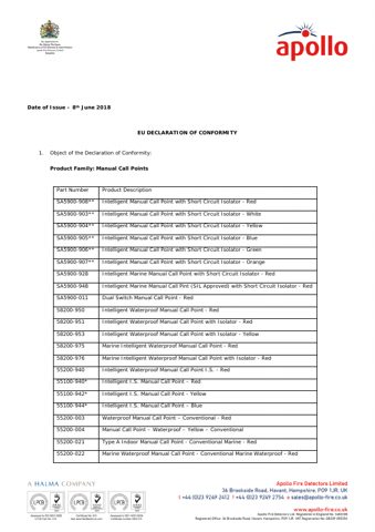 Apollo Fire Detectors SA58200-975 – Page preview (382682d590d4_S1-1 S. 1)