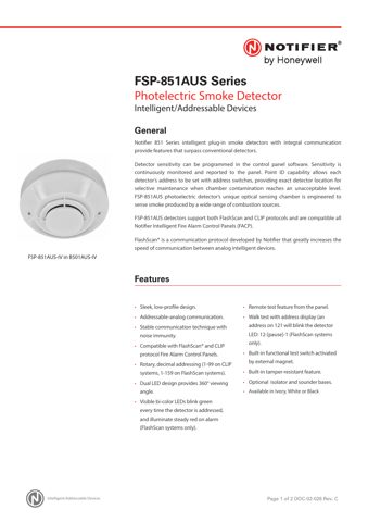 Notifier / Honeywell FSP-851AUS -IV – Drawing (6020c368496d_S1-1 S. 1)