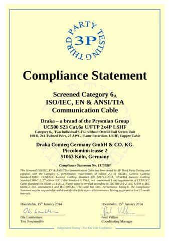 Draka Comteq Germany UC500 S23 Cat.6a U/FTP 2x4P LSHF – Drawing (1ec50a8ed761_S1-1 S. 1)