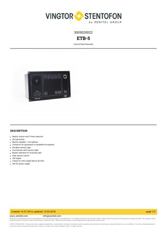Zenitel ETB-5 – Page preview (b61335996d19_S1-1 S. 1)