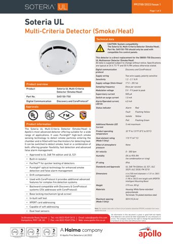 Apollo Fire Detectors SA5150-750 – Drawing (ae2950c6abaf_S1-1 S. 1)