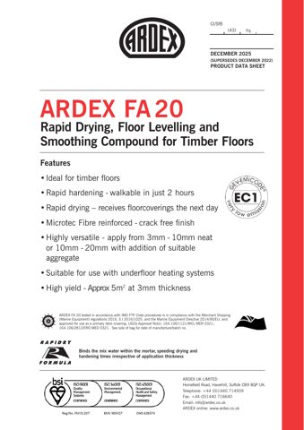 Ardex UK ARDEX FA 20 – Drawing (c6f9c8e387e9_S1-2 S. 1)