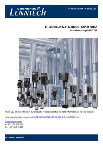 Grundfos Marine TP 40-230/2-A-F-A-BQQE 1X230 50HZ – Page preview (f31cfb4c7faa_S1-1 S. 1)