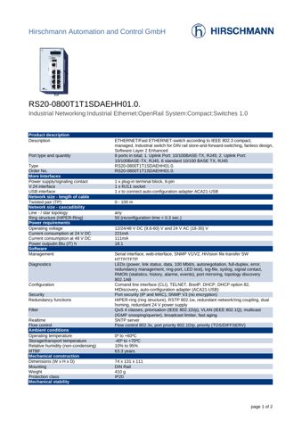 Hirschmann Automation and Control RS20-0800T1T1SDAEHH01.0. – Drawing (92d49cb5ed0f_S1-1 S. 1)