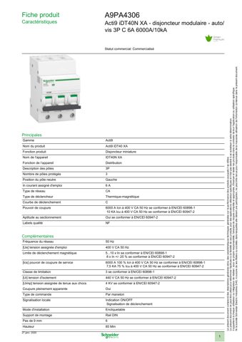 Schneider Electric Industries S.A.S. IDT40N XA – Drawing (8e252afbc82c_S1-1 S. 1)