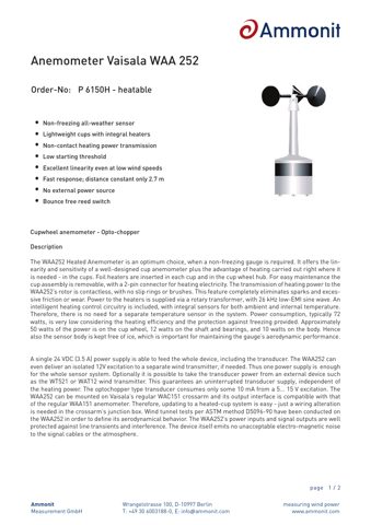 Vaisala WAA 252 P 6150H - heatable – Drawing (072461fcf7dd_S1-1 S. 1)