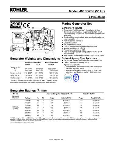Kohler 40EFOZDJ (50 Hz) – Drawing (089d5ff9eaf6_S1-1 S. 1)
