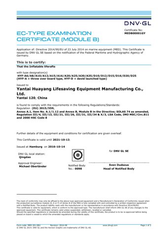 Yantai Huayang Lifesaving Equipment Manufacturing HYF-A6 – Page preview (7132c9a7eb1f_S1-2 S. 1)