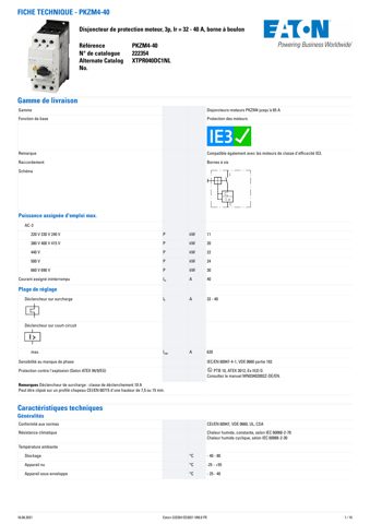 Eaton Marine PKZM4-40 – Drawing (a2540f0215c0_S1-1 S. 1)