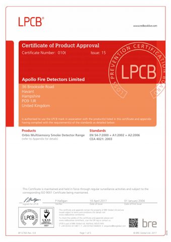 Apollo Fire Detectors ORB-OH-13001-APO – Page preview (4814b0b3ed9c_S1-2 S. 1)