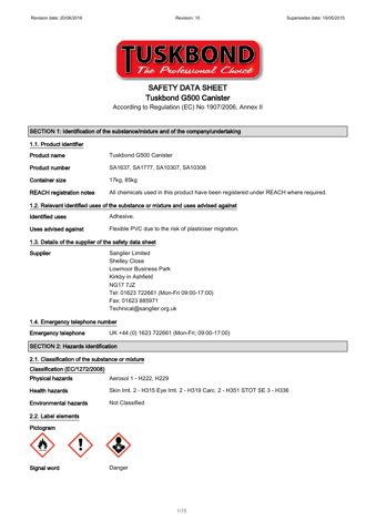 Sanglier Tuskbond G500 Canister – Drawing (300fb6103f0d_S1-1 S. 1)