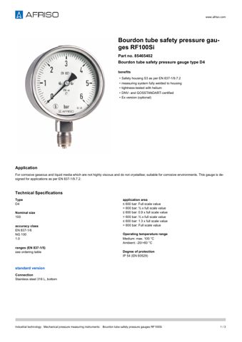AFRISO RF100Si D4 – Page preview (3e2f748281fc_S1-1 S. 1)