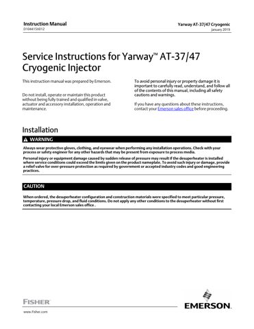 Emerson Yarway AT-37/47 Cryogenic – Drawing (de064197c225_S1-1 S. 1)