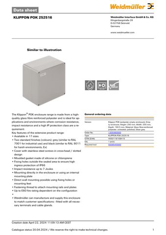 Weidmüller Interface KLIPPON POK 252516 – Drawing (083c55c13e41_S1-1 S. 1)