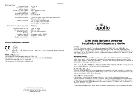 Apollo Fire Detectors XP95 Triple IR Flame Detector – Drawing (4d23581f8143_S1-1 S. 1)