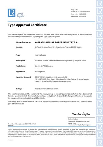 Katradis Marine Ropes Industry S.A. LR2181638TA – Drawing (023f80b1fe27_S1-1 S. 1)