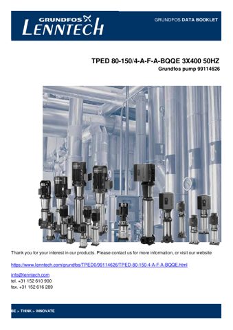 Grundfos TPED 80-150/4-A-F-A-BQQE 3X400 50HZ – Page preview (1ddb3d772c22_S1-1 S. 1)