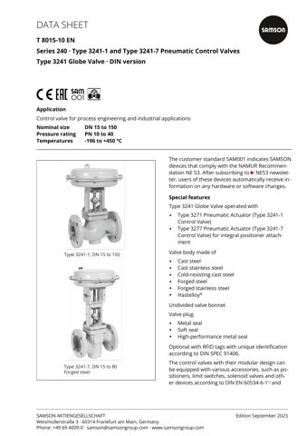 SAMSON AKTIENGESELLSCHAFT Type 3241-1 and Type 3241-7 – Drawing (1172fd3959c7_S1-1 S. 1)