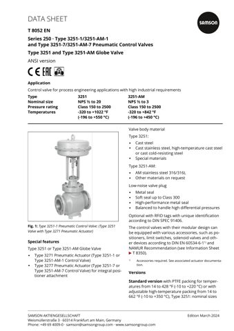 SAMSON AKTIENGESELLSCHAFT Type 3251-1/Type 3251-7 – Drawing (6668d4c1a3ff_S1-1 S. 1)