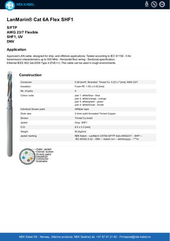NEK Kabel Cat 6A Flex SHF1 – Drawing (5f0428634338_S1-1 S. 1)