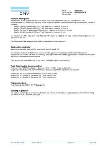 Rockwool A/S Steel Deck A15 with SeaRox FB 6040 or SeaRox FB 6050 or SeaRox FM 6040 ALU or SeaRox SL 620 – Drawing (00a5bfae535a_S1-2 S. 2)