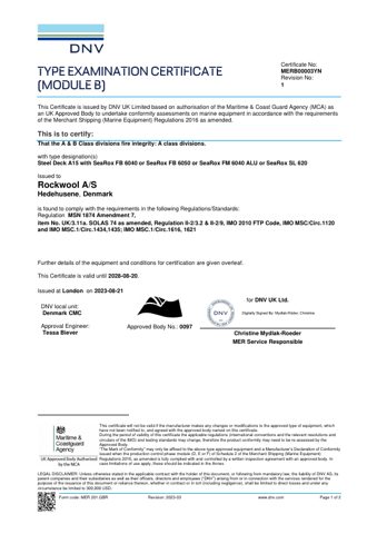 Rockwool A/S Steel Deck A15 with SeaRox FB 6040 or SeaRox FB 6050 or SeaRox FM 6040 ALU or SeaRox SL 620 – Page preview (00a5bfae535a_S1-2 S. 1)
