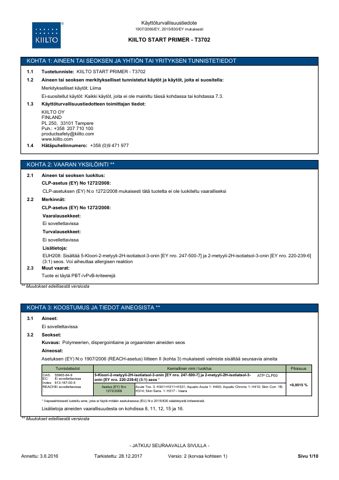 Kiilto Oy Kiilto Start Primer - T3702 – Page preview (10df51a83398_S1-7 S. 1)