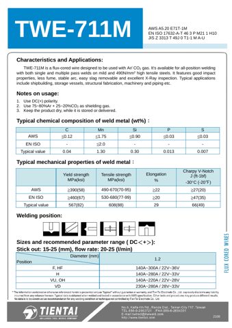 Tien Tai Electrode TWE-711M / M21 – Drawing (22a9aedb9414_S1-1 S. 1)