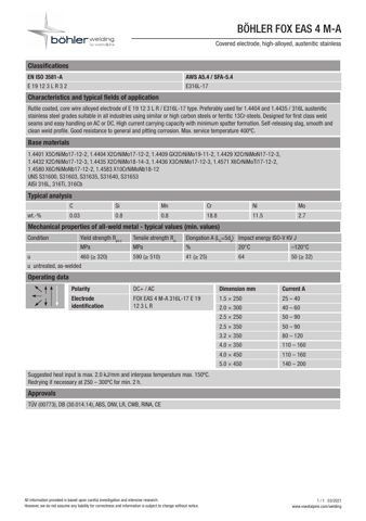 voestalpine Böhler Welding Austria GmbH BÖHLER FOX EAS 4M-A – Drawing (6e80c4c1c700_S1-1 S. 1)