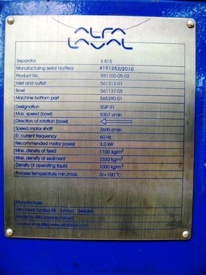 Alfa Laval S.p.A. Alfa Laval S815-LubeOil