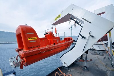 Palfinger Marine Safety AS Centrally Operated On-Load Twin Fall Release Mechanism (LHR9 M2 and LHR9 M2 with Training Lock.)