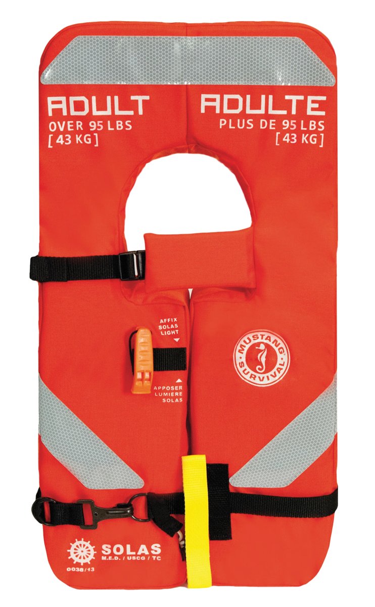 Mustang Survival Model I590CG, size Adult Universal, for persons weighing 50-150 kg (110-330 lb) and from 1.5-1.9 m (59-75 inches) in height, insulated buoyant "IMMERSION SUIT", for use without a lifejacket.