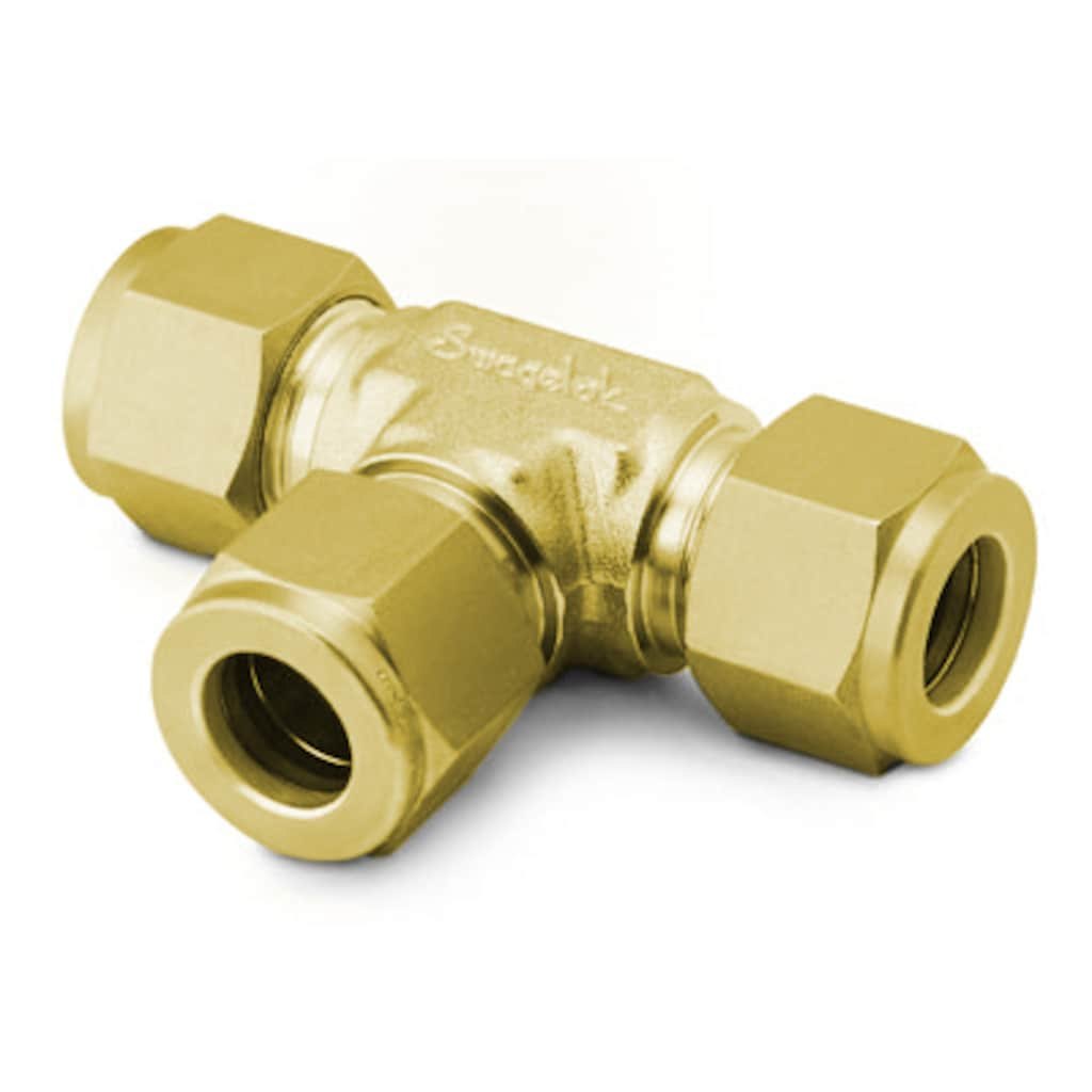 Swagelok Brass Swagelok Tube Fitting, Union Tee, 1/4 in. Tube OD