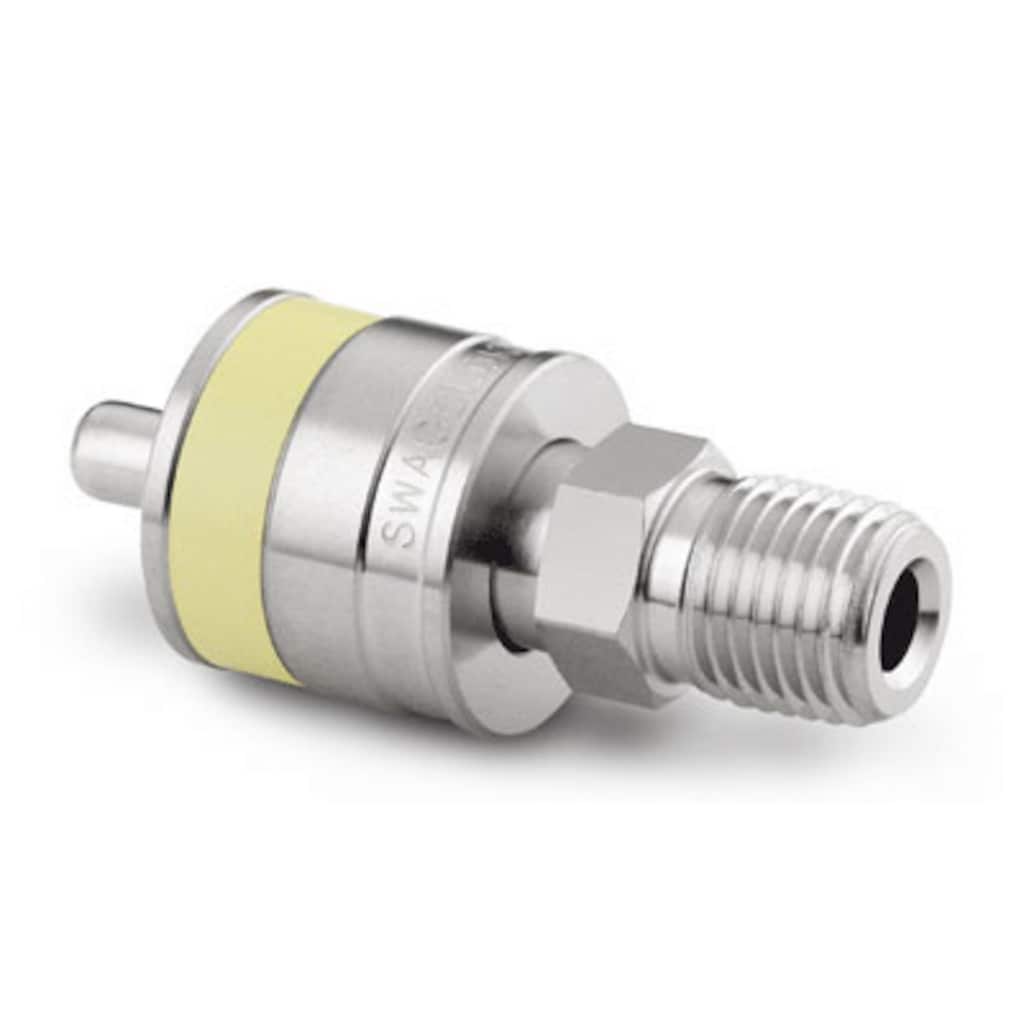 Swagelok Schnellkupplungsstecker, nicht absperrend, Edelstahl, 1/4 Zoll NPT-Außengewinde, Orangefarbene Kodierung (Serie QC4)
