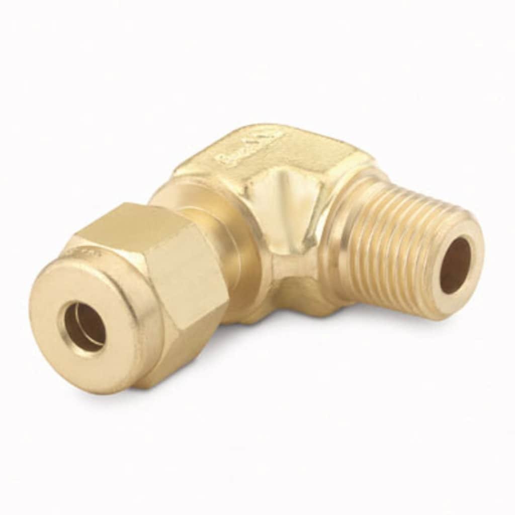 Swagelok Brass Swagelok Tube Fitting, Male Elbow, 3 mm Tube OD x 1/8 in. Male ISO Tapered Thread