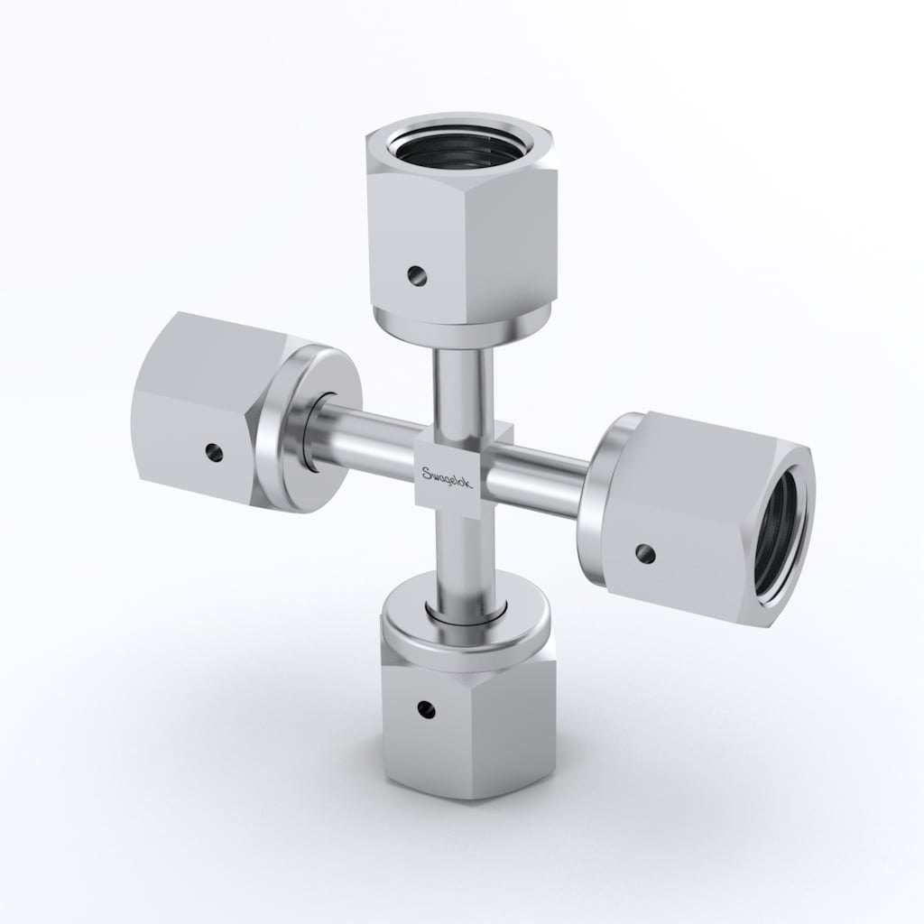 Swagelok 316L VAR Welded VCR Face Seal Fitting, 1/4 in. Female Cross