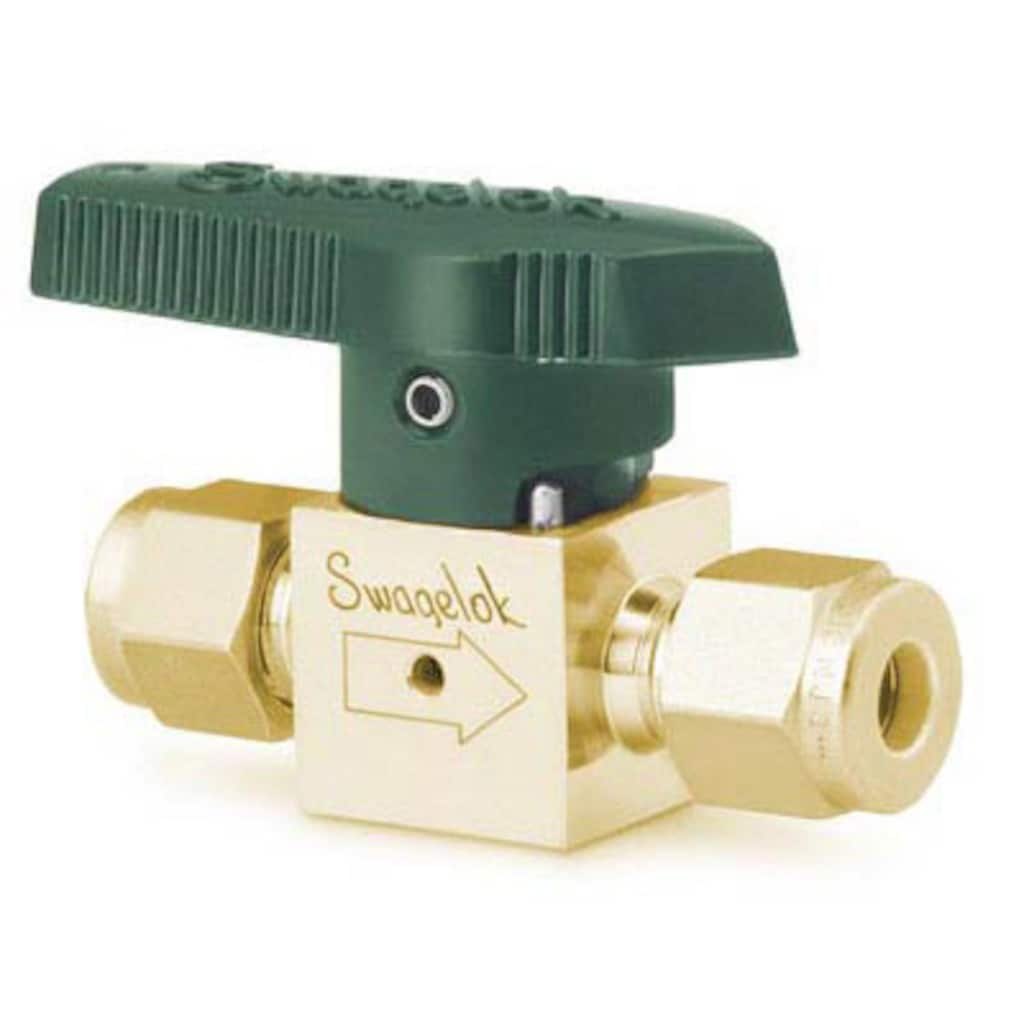 Swagelok Brass Quarter-Turn Instrument Plug Valve, 1/2 in. Swagelok Tube Fitting, 4.4 Cv