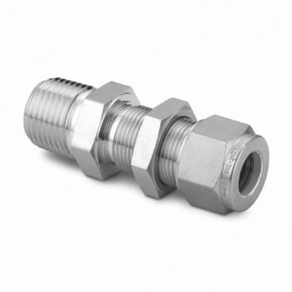Swagelok Stainless Steel Swagelok Tube Fitting, Bulkhead Male Connector, 6 mm Tube OD x 1/4 in. Male NPT