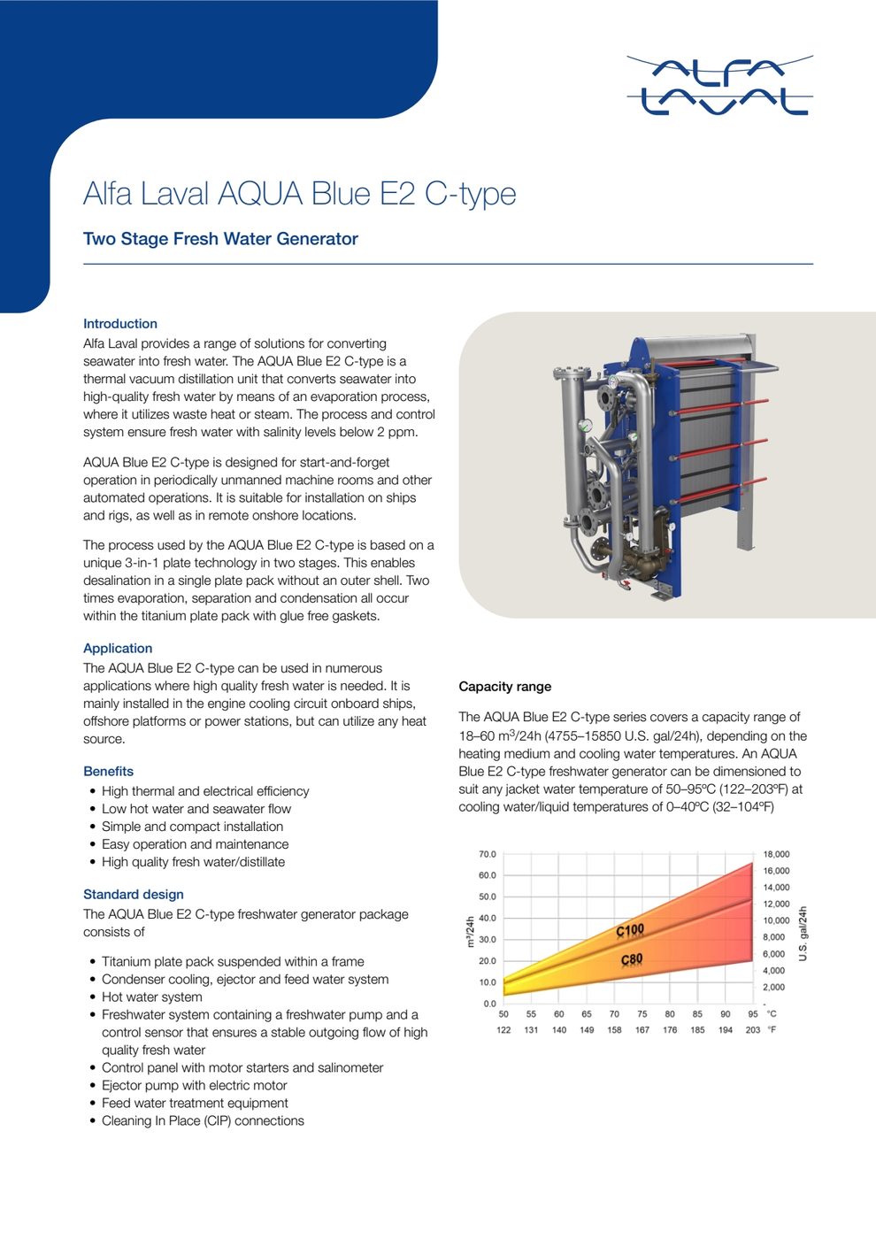 Alfa Laval AQUA Blue E2 - Two stage freshwater generator