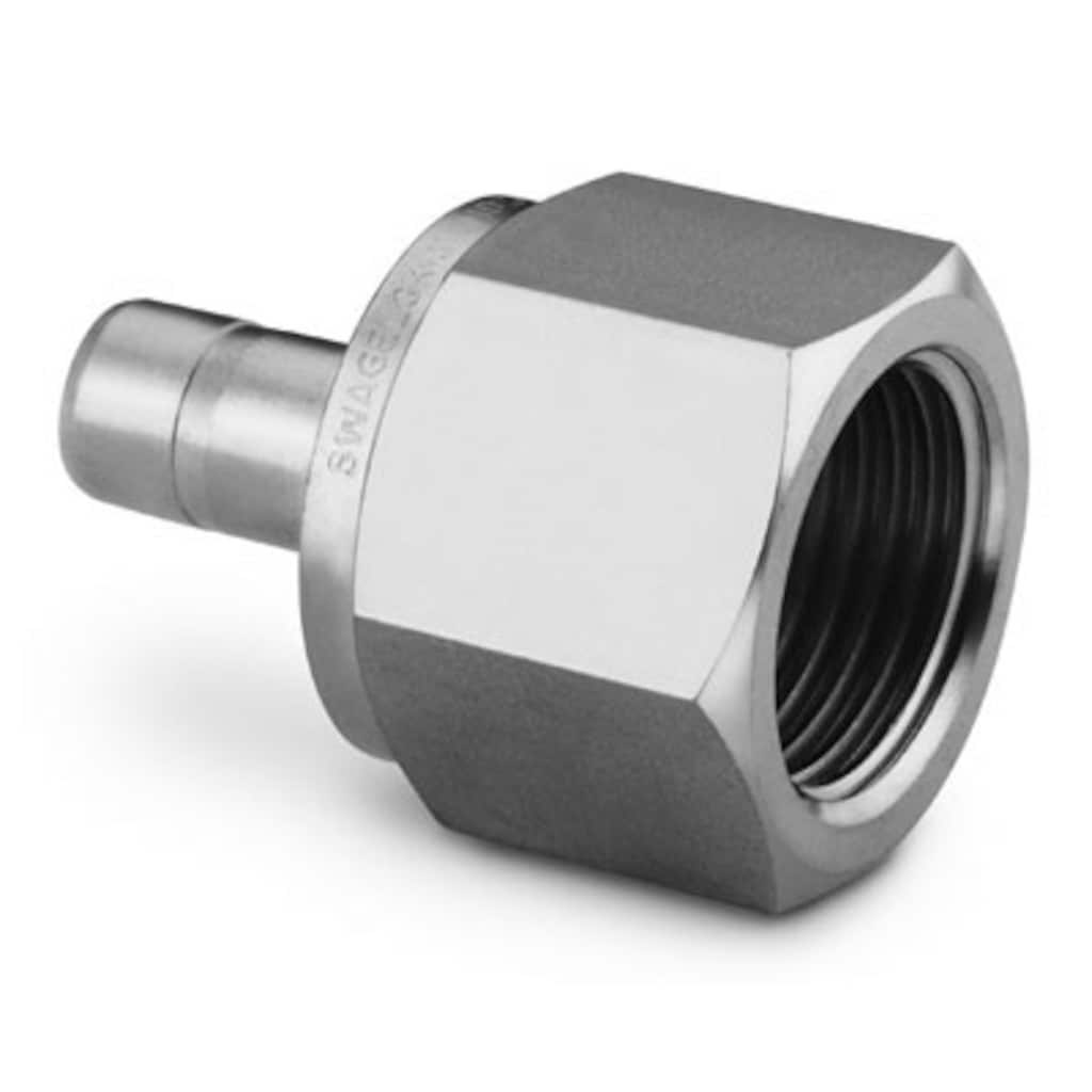 Swagelok Stainless Steel Swagelok Tube Fitting, Female Tube Adapter, 10 mm Tube OD x 1/2 in. Female ISO Parallel (Gauge) Thread