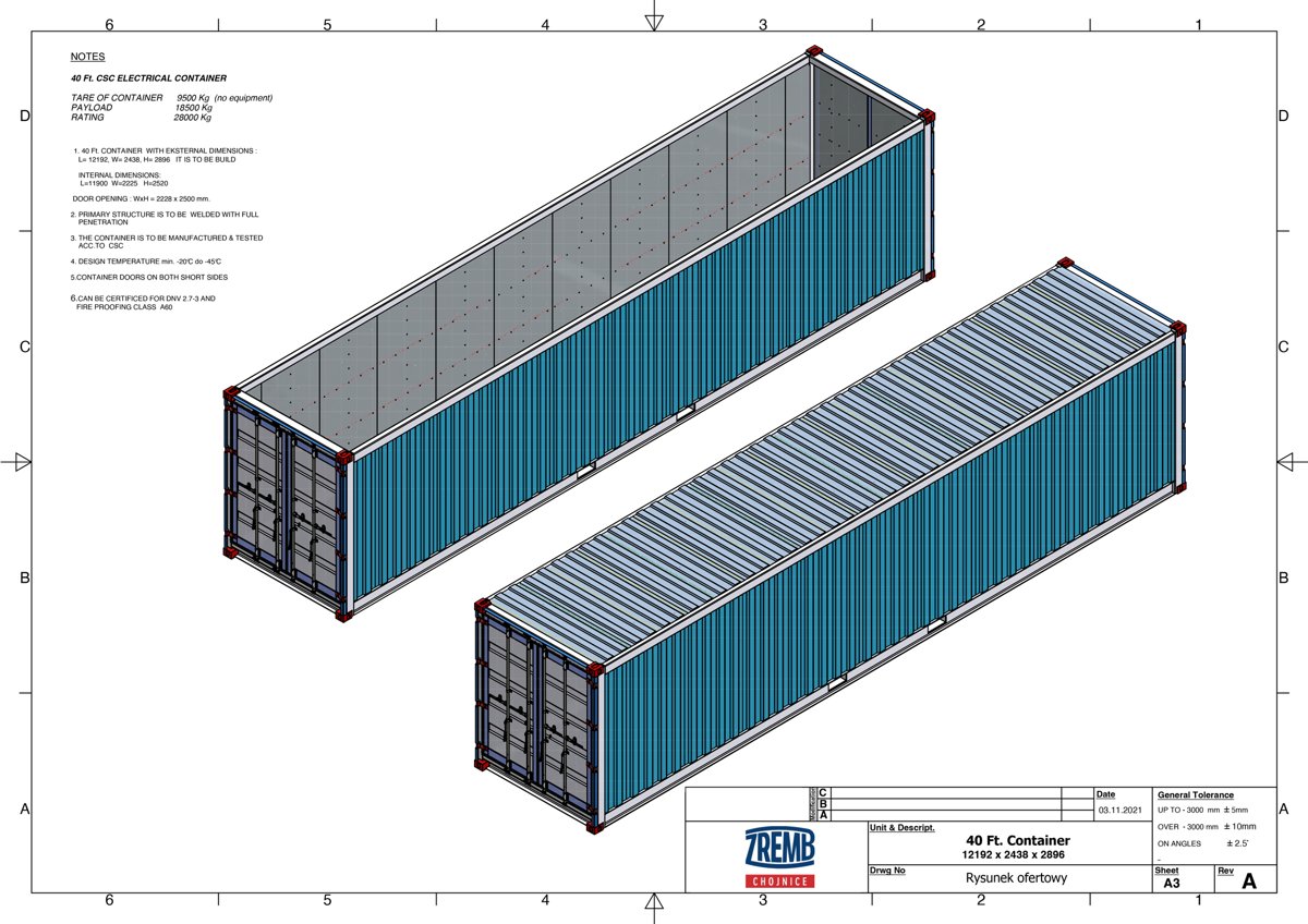 Zaklad Budowy Maszyn ZREMB CHOJNICE 40ft CSC/ISO container