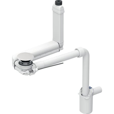 Geberit Washbasin drain, space-saving model, slim design, with lever actuation and valve cover, horizontal outlet, for Geberit ONE washbasin, vertical outlet
