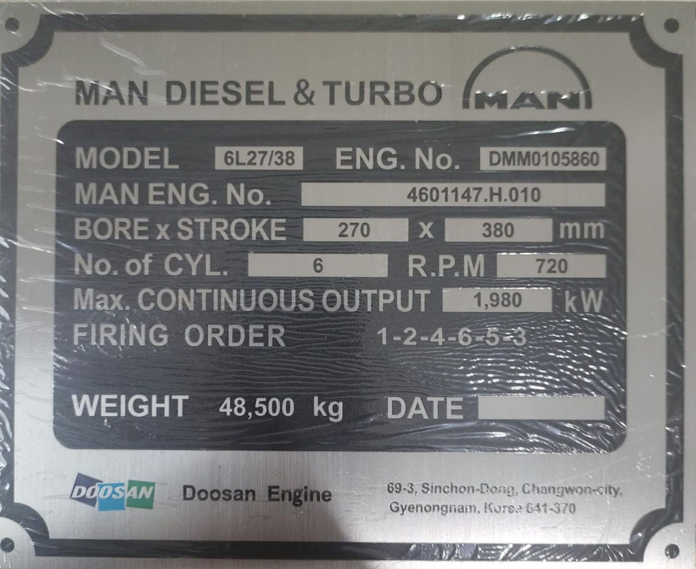 MAN Energy Solutions 6L27/38-GS-50Hz