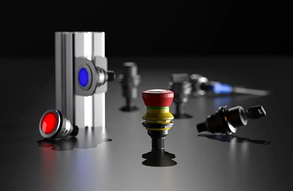 Georg Schlegel Control switches and indicator lamps: ET-, MT, DT-, DS- series. Actuators JR-, KRJ-, DUX Basic series.