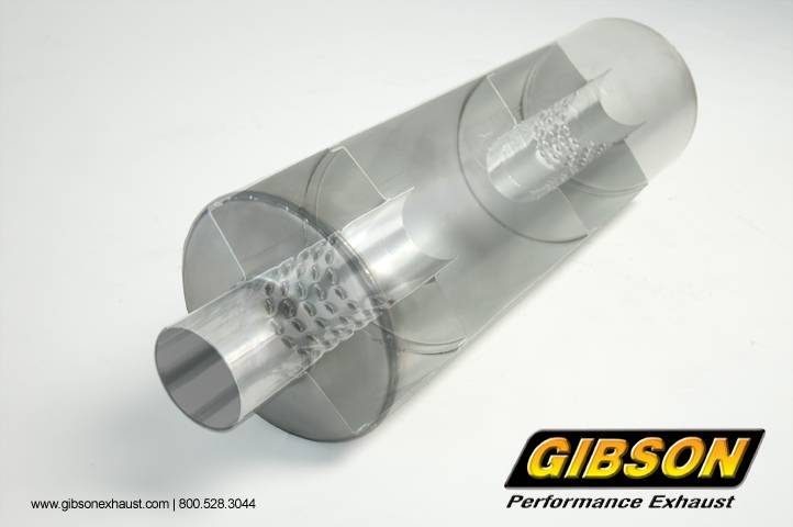 Gibson Performance SFT Superflow Round Muffler #788040S (4.00" Center / 4.00" Center, 24" Round Body, 8" Dia.)