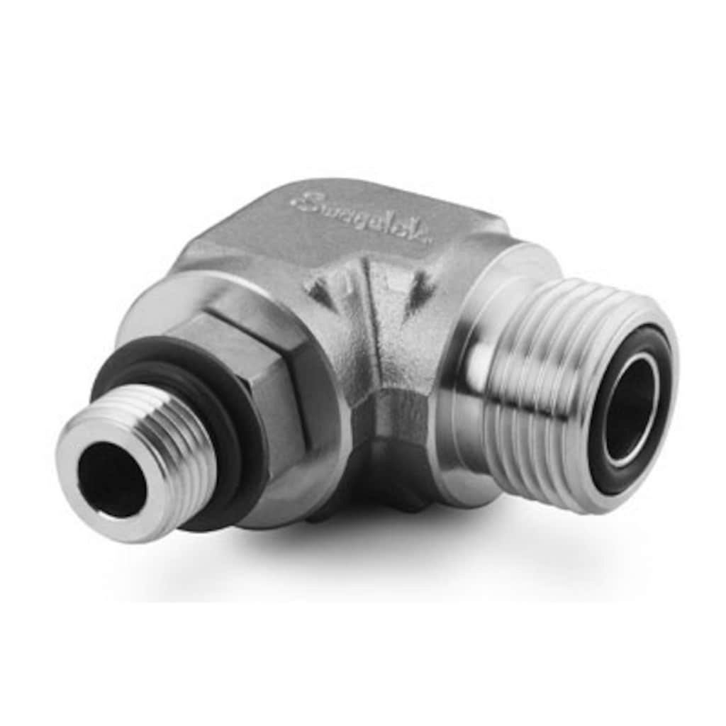 Swagelok 316 Stainless Steel VCO O-Ring Face Seal Fitting, Male SAE/MS Positionable Elbow, 1/4 in. VCO Fitting x 7/16-20 Straight Thread