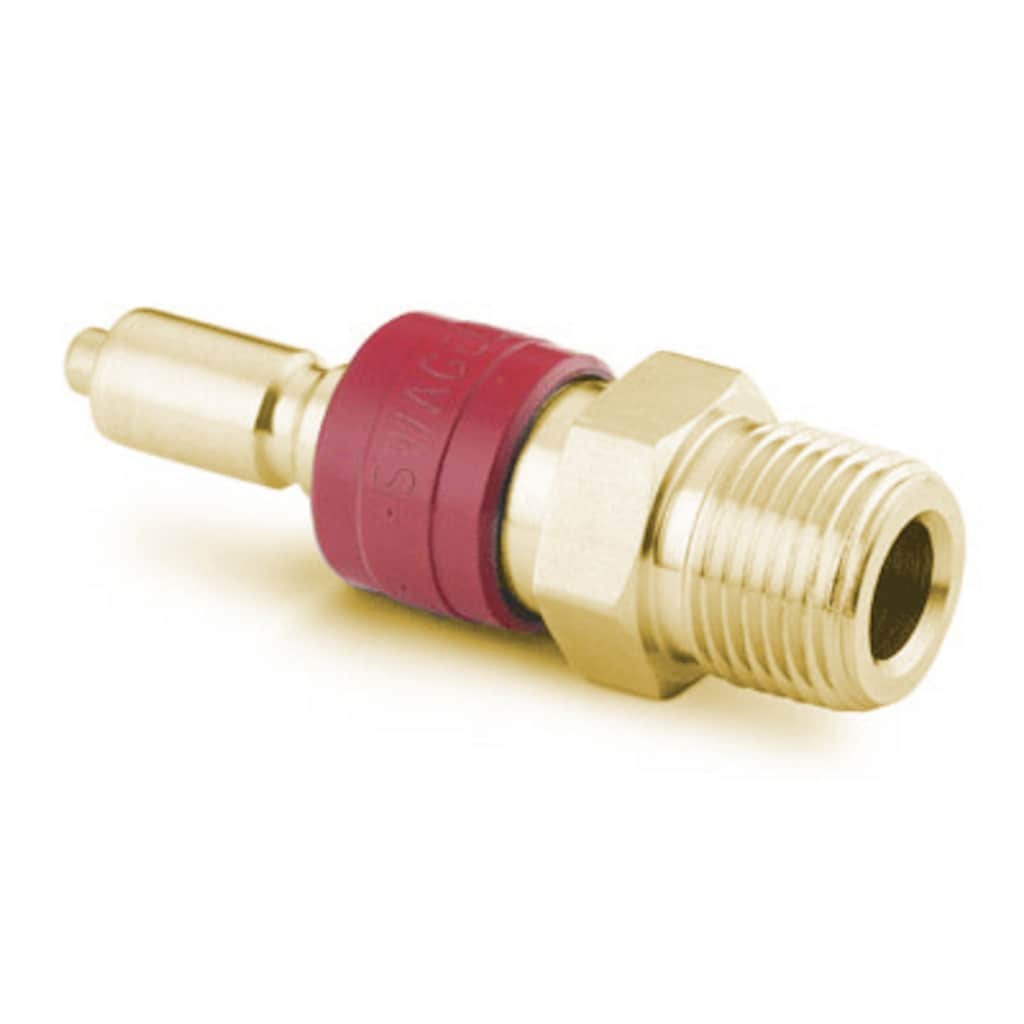 Swagelok Brass Instrumentation Quick Connect Stem with Valve, 0.2 Cv, 1/4 in. Male NPT
